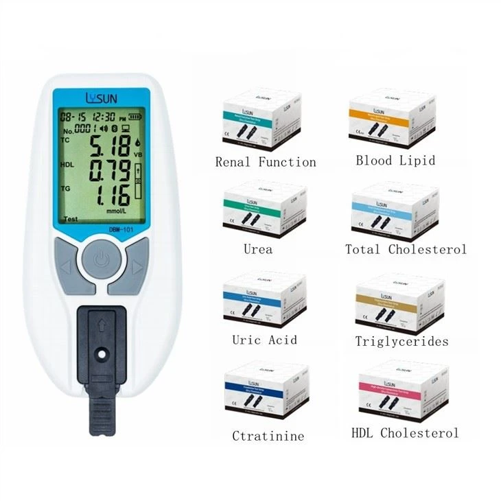 Lysun 6 in 1 TC/TG/HDL/UR/UA/CR Dry Biochemical Analysis Meter For Cholesterol Uric Acid Urea Creatinine