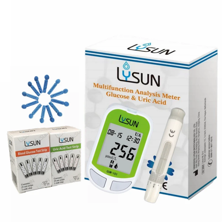 Lysun Professional Manufacturer Hot Selling Digital Sugar Uric Acid Test Strip Active Blood Glucose Meter