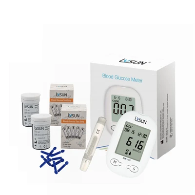 Lysun Glucometre Sugar Check Machine اختبار مرض السكري طقم مراقبة نسبة الجلوكوز في الدم