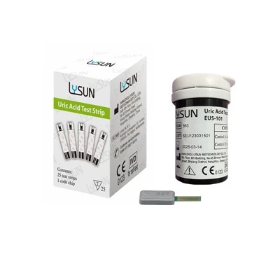 LYSUN 50 قطعة/صندوق شرائط اختبار حمض اليوريك في الدم لمرض السكري للعلكة -101